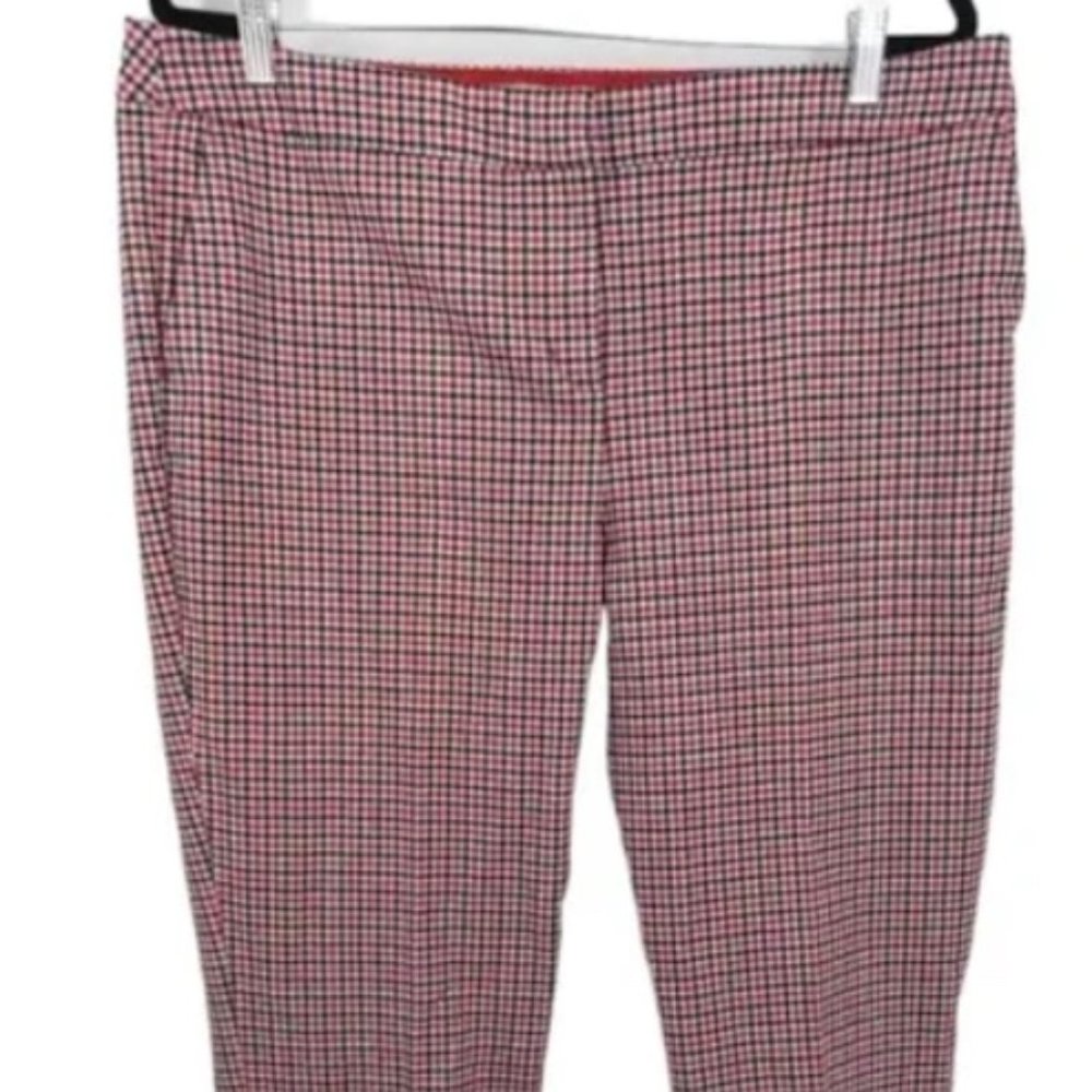 Boden Women’s Red Blue Whit Houndstooth PlaidCheck Trouser Pants Size 6P